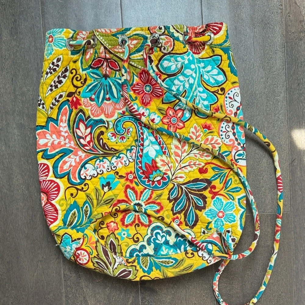 Vera Bradley Provencal Drawstring Backpack & Matching Coin Purse Set
